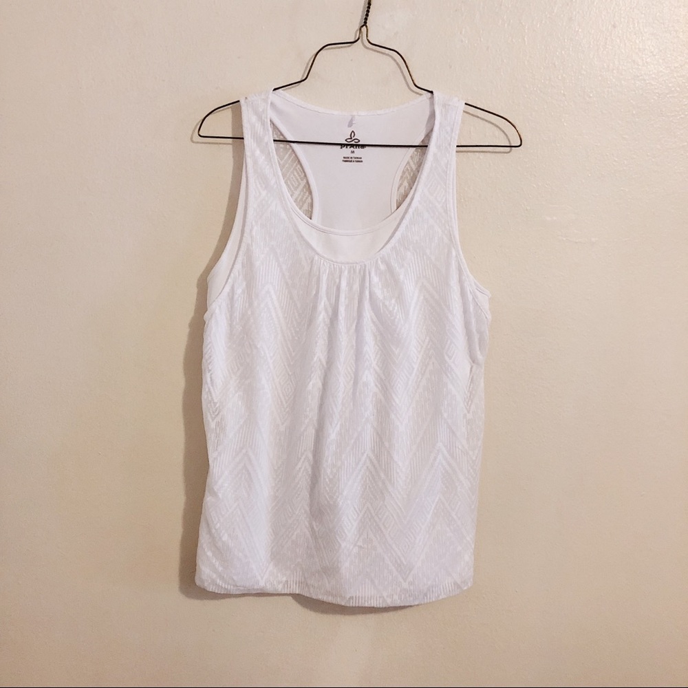 Prana white double layer tank